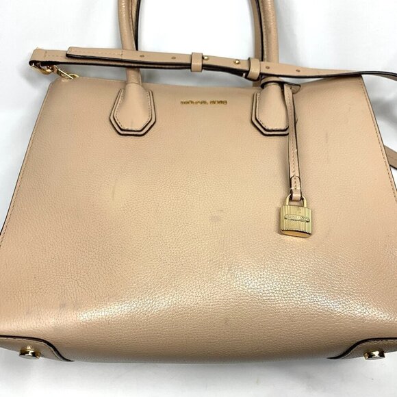 Michael Kors Large Mercer Satchel in Oyster Pebbled Leather 30F6GM9T3L/134 - Picture 12 of 16
